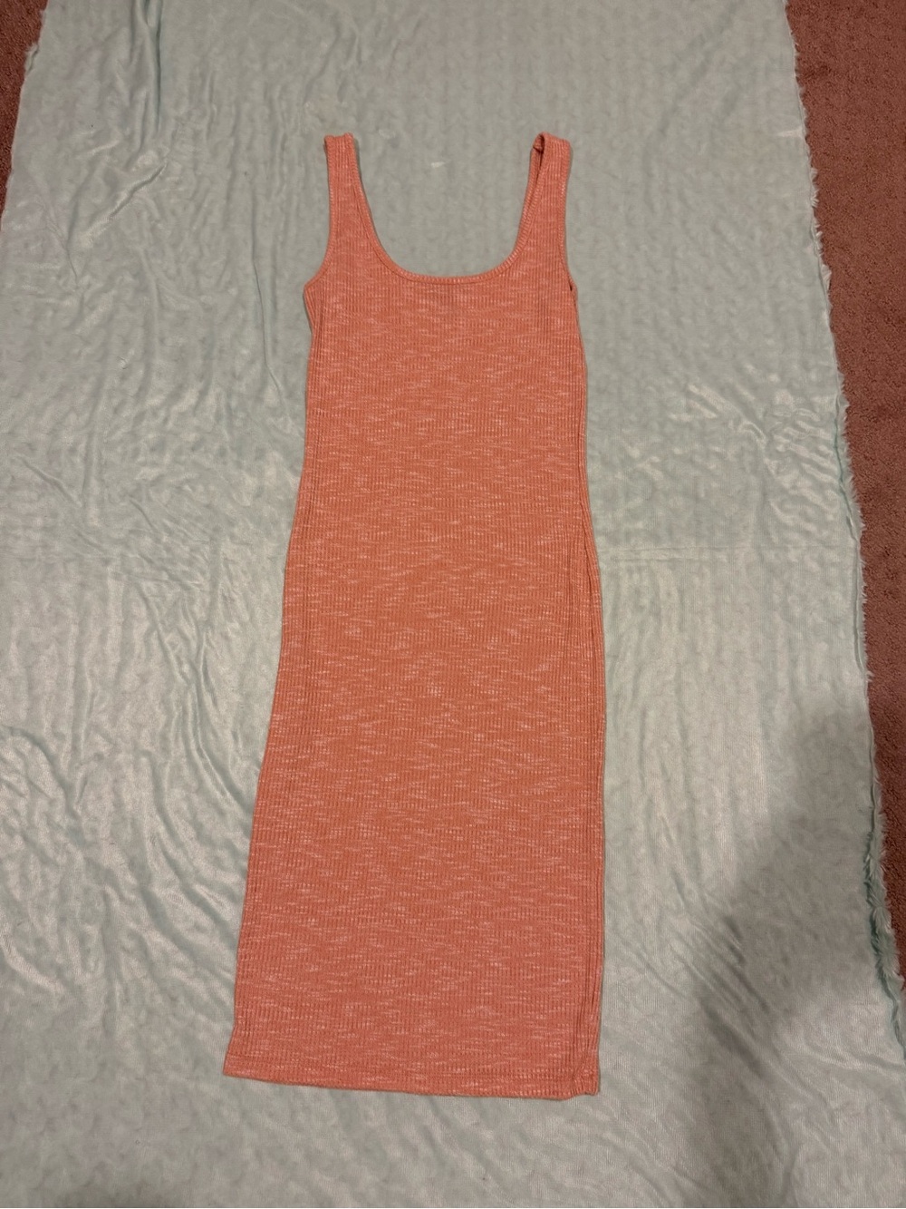 Forever 21 Coral Ribbed Tank Midi Dress